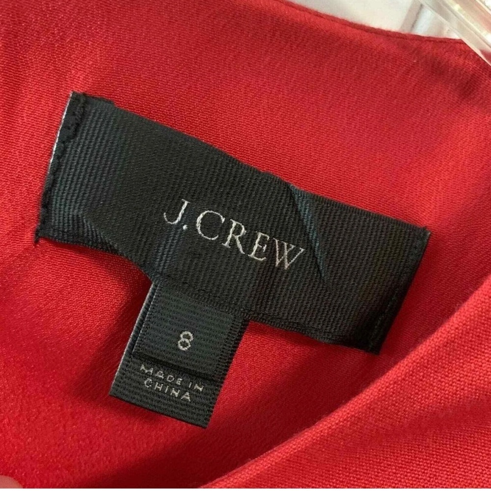 J. Crew Size 8 Red Sleeveless Scalloped Dress with Grommets - Picture 7 of 7
